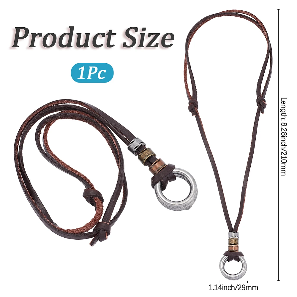 Cowhide Leather Eyeglass Holder Necklace Ring Adjustable Glasses Cord Strap Reading Eyeglasses Sunglasses Chain Anti-Lost Eye