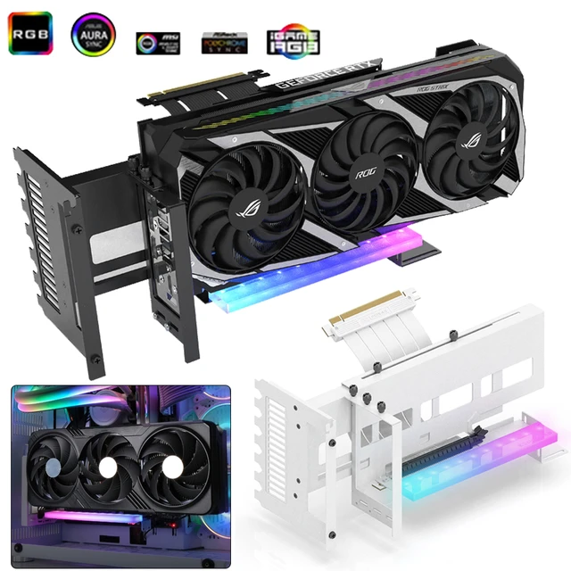 EZ 40 ARGB Graphics Card Vertical Bracket GPU Holder 5V 3PIN Graphics Card Mount Support with PCI E 4.0 X16 Adapter Cable for PC AliExpress