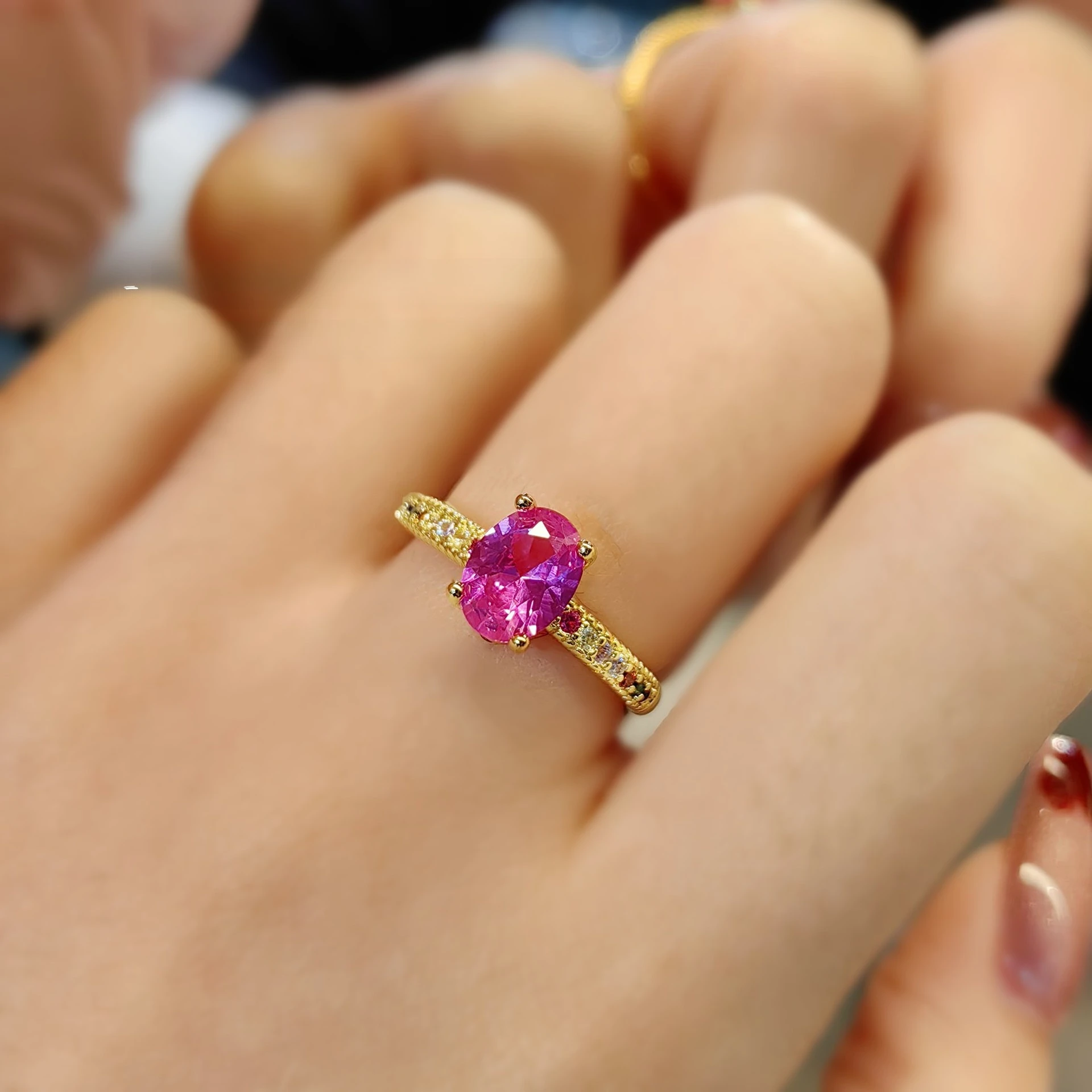 Magenta Diamond 925 Sterling Silber Verlobungsring - Modischer und Eleganter Schmuck für Damenpartys – Detail 3