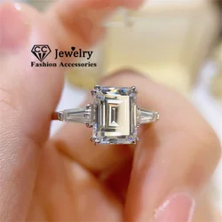 CC White Propose Rings Women Wedding Jewelry Engagement Party Accessories AAAAA Shine Rectangle Zircon Stone Best Gift CC1663