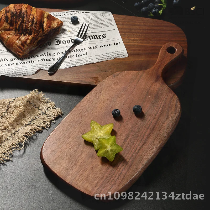 

Деревянная разделочная доска из черного ореха в японском стиле, цельная разделочная доска из цельного дерева для стейка, пиццы, хлеба, неправильной формы, домашнего использования