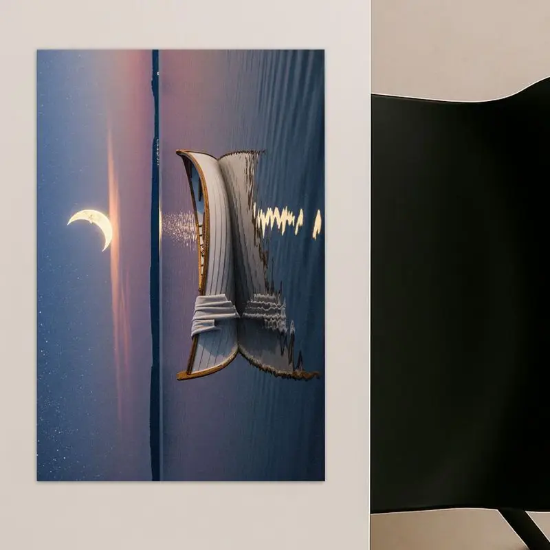 Conjunto de mantel de 4 peças, design elegante do lago do pôr do sol, fácil de limpar, 12 × 18 polegadas, perfeito para jantares e celebrações.