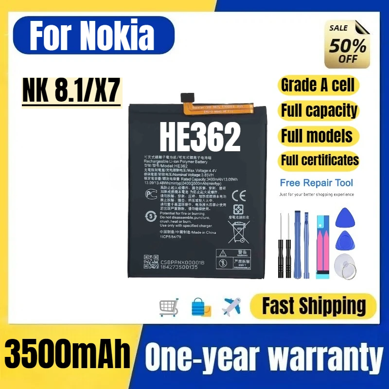 

HE362 for Nokia NK 8.1/X7 mobile phone battery high quality high capacity battery replacement Bateria Grade A cell with tools