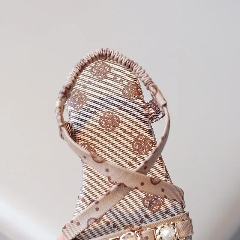 2024 New Kids Sandals Girls Sandals Summer Pearl Princess Sandals Girls Roman Sandals Girls Shoes Kids Shoes