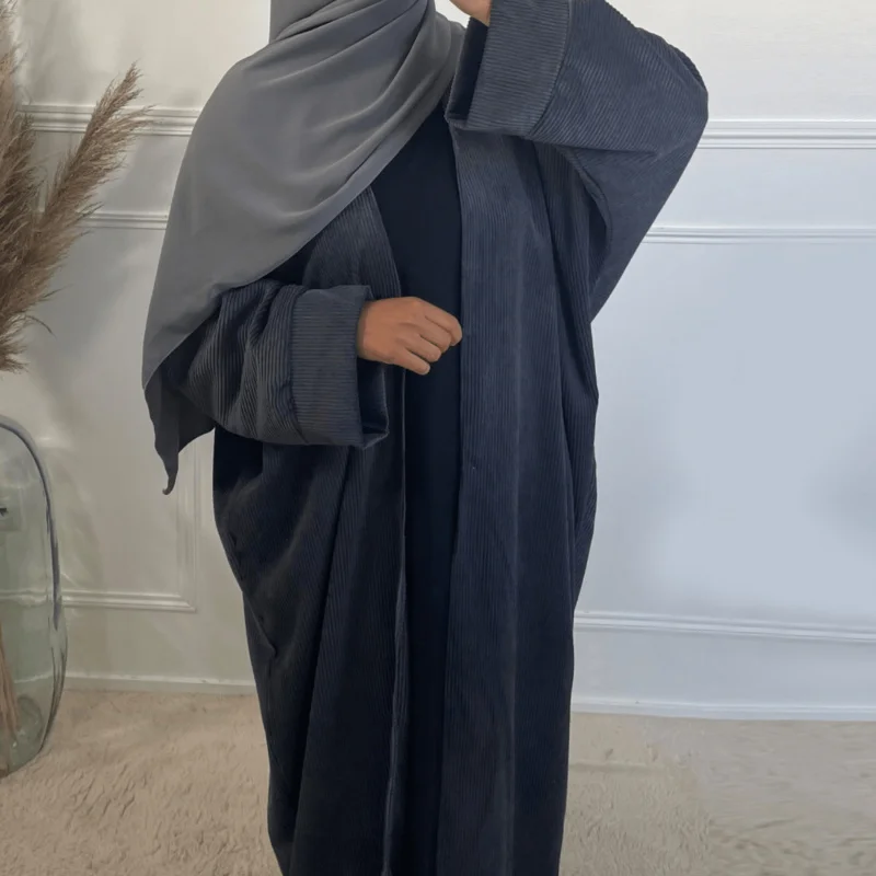 Abaya-Kebaya en velours côtelé pour femmes musulmanes, tenue modeste, kaftan élégant, dubaï, turquie, caftan islamique, hiver, 2024