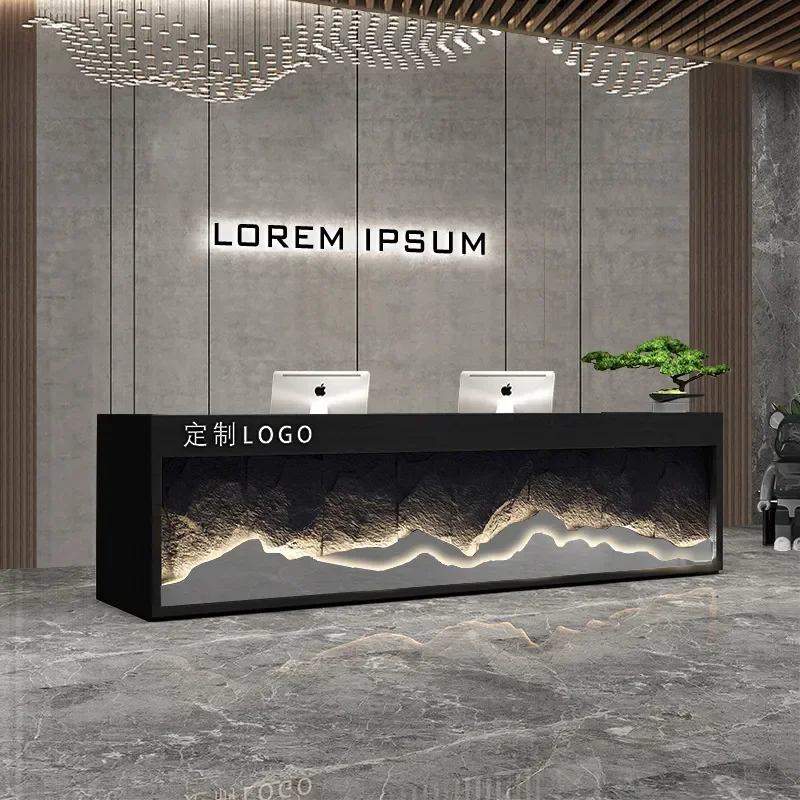 for Retro Imitation Stone Bar Counter for Beauty Salon Health Center Reception Desk Hotel Front Desk Cashier New Chinese