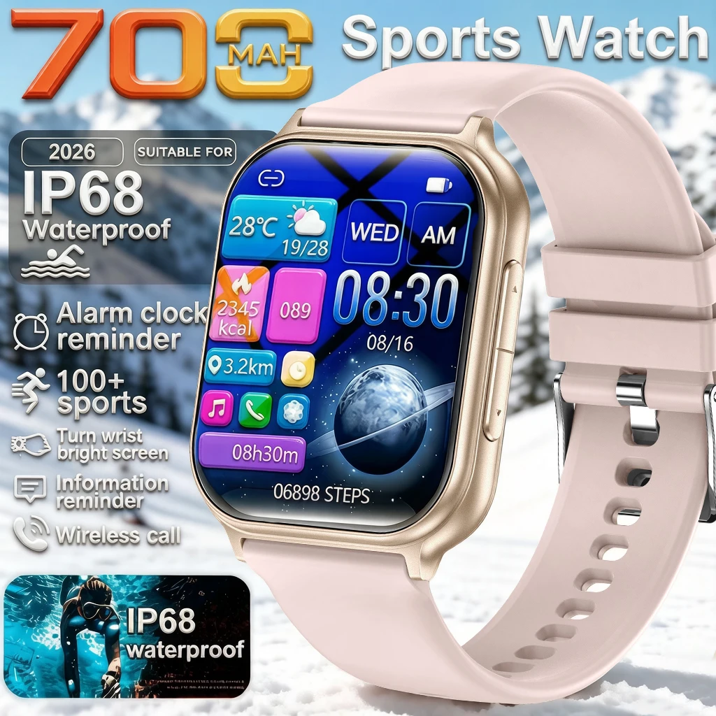 Nuevo Reloj Inteligente con Llamadas de Voz 2026, Pantalla Ultra de 1.83 Pulgadas, Monitor de Salud 24H, Más de 100 Modos Deportivos, 700mAh, Llamadas por BT, para Hombres y Mujeres