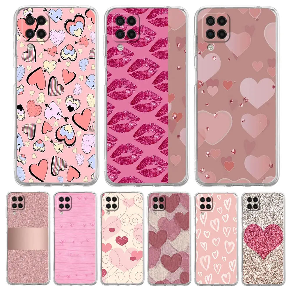 

Gold Pink Rose Glitter Hearts Phone Case For Samsung A51 A71 A21S A12 A11 A31 A41 A03S A22 A13 A33 A73 A53 A52 A32 5G A23 Cover