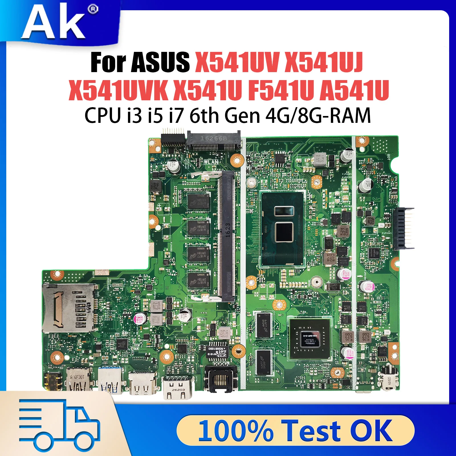 

X541UV Laptop Motherboard For ASUS X541UJ X541UVK X541U F541U A541U Mainboard I3 I5 I7 CPU GT920M 4GB/8GB RAM