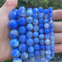 Natural Blue Fire Agate Round Loose Stone Beads For Jewelry Making DIY Necklace Bracelet Strand 15