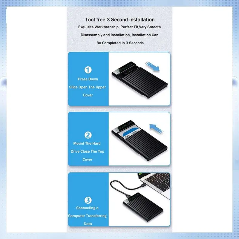 

ABRJ-2.5In HDD Enclosure SATA To USB3.1 External Hard Drive Case 6Gbps HDD SSD Hard Drive Enclosure Storage Case For PC