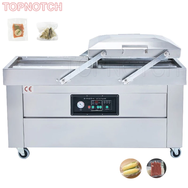 

Automatic Double Chamber Vacuum Bag Sealing Packing Machine For Frozen Food Meat Pork Fish Grain Rice