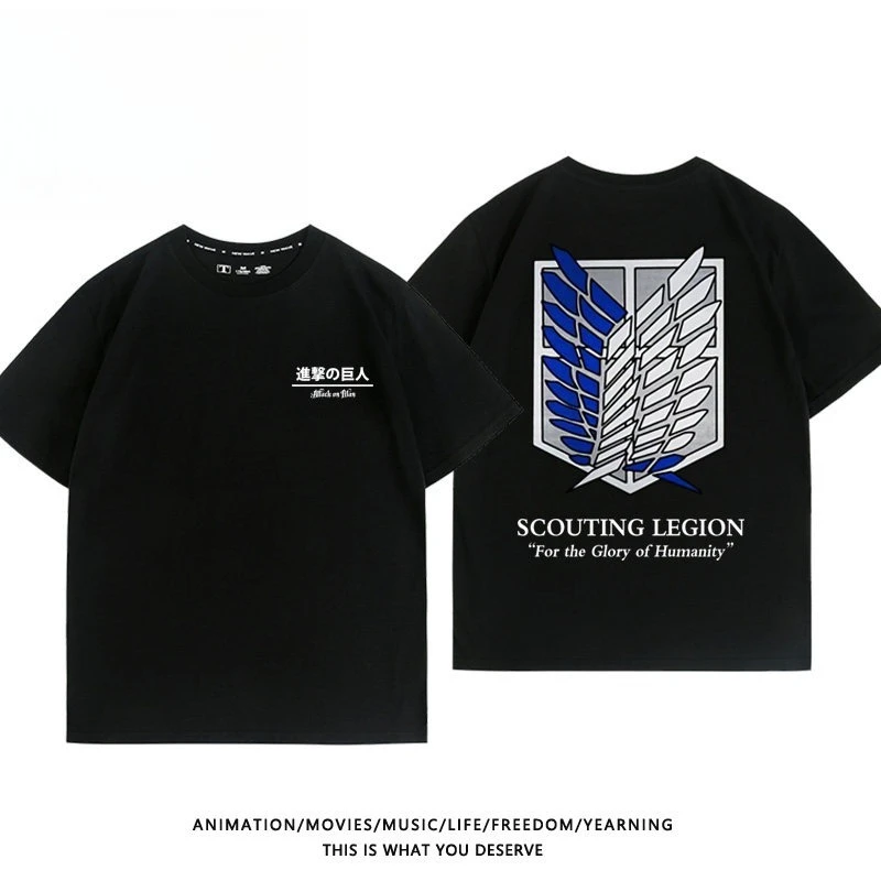 Attack on Titan Anime Wings of Freedom Printed T-shirt Men's and Women's T-shirt Men's Top Sports T-shirt 2026 Summer New Tee