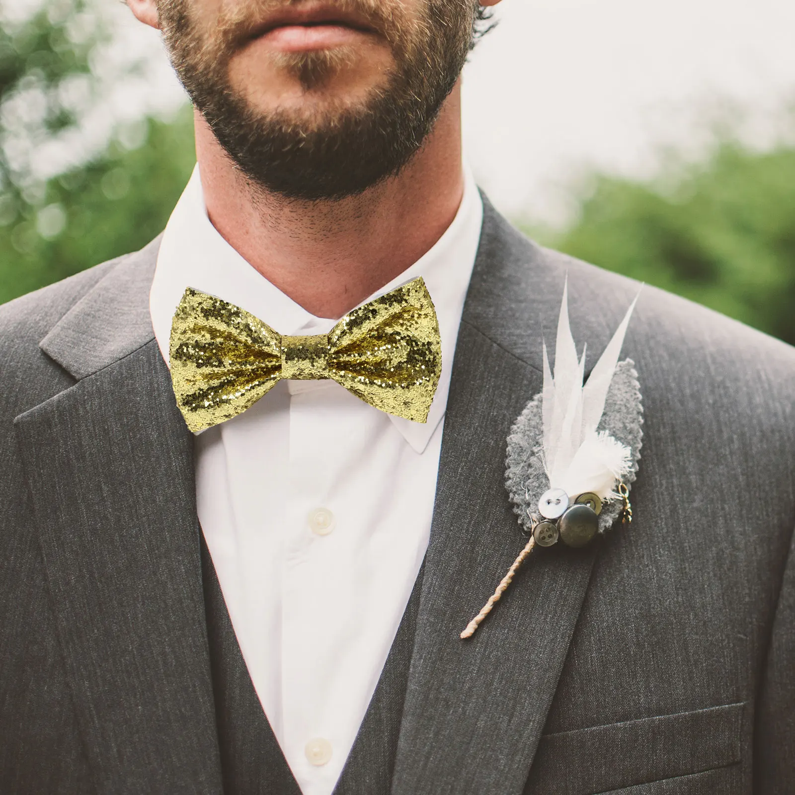 الكبار ربطة القوس فيونكة قبل ربط النسيج الترتر طوق بووتيس للرجال قابل للتعديل العريس سهرة مأدبة حفل زفاف