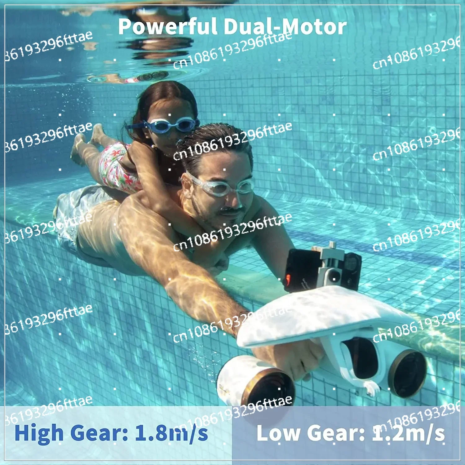 

WhiteShark Mix Pro Underwater Sea Scooter 4.3Mph Dual Motor 40M Dive Scooter 60mins Diving Equipment for Swimming Pool