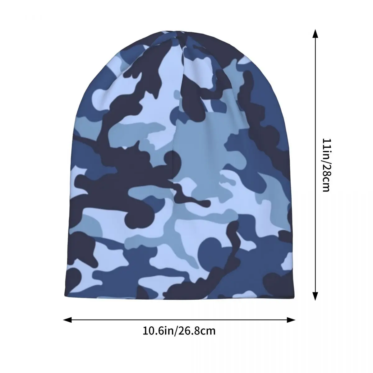 Navy Blue Camouflage Camo Pattern Bonnet Hats Casual Ski Skullies Beanies Hat Militery for Men Women Warm Multifunction Caps