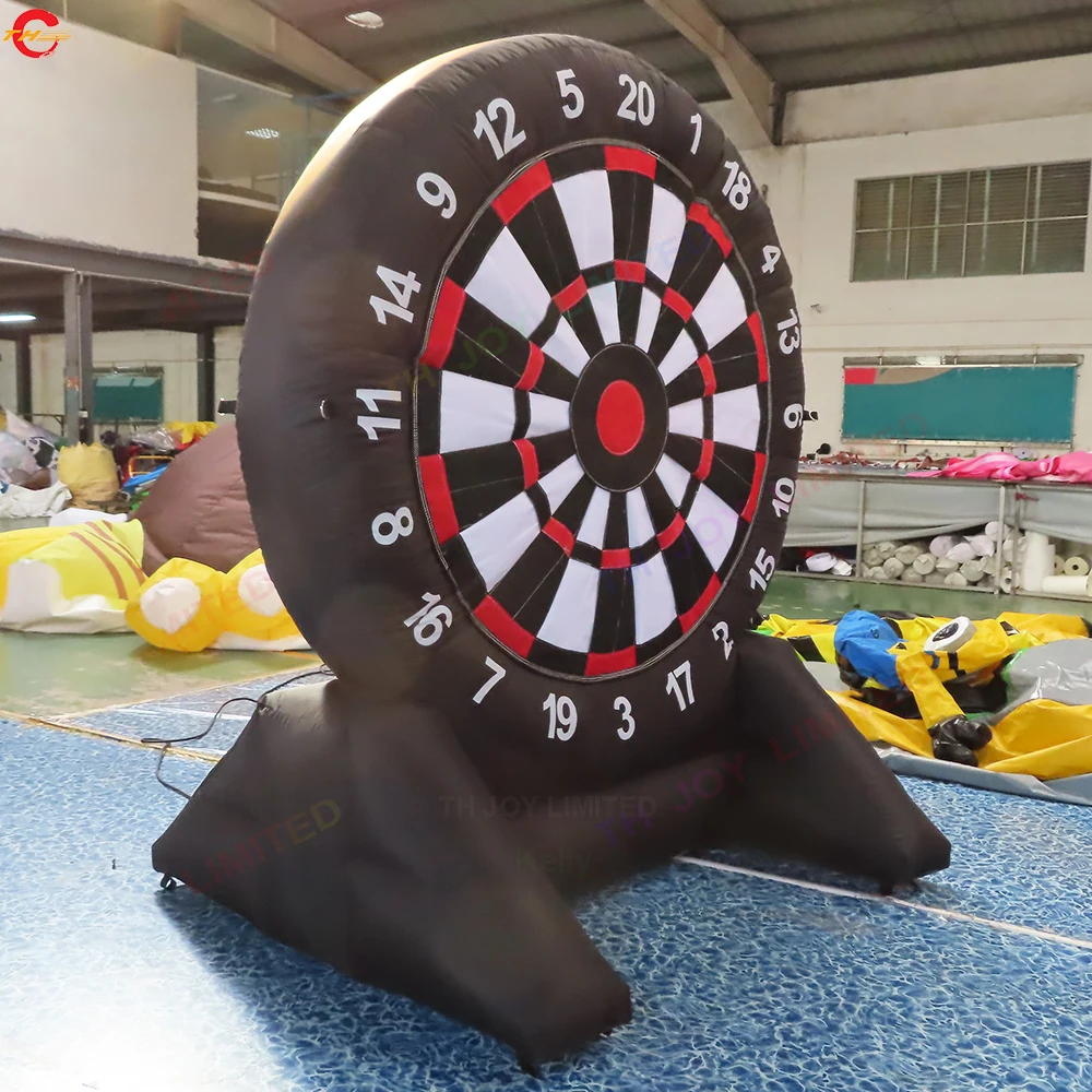 شحن مجاني إلى الباب 3mH لوحة رمي السهام السوداء القابلة للنفخ لتأجير الحفلات الداخلية والخارجية تفجير لعبة رمي السهام الكرنفالية