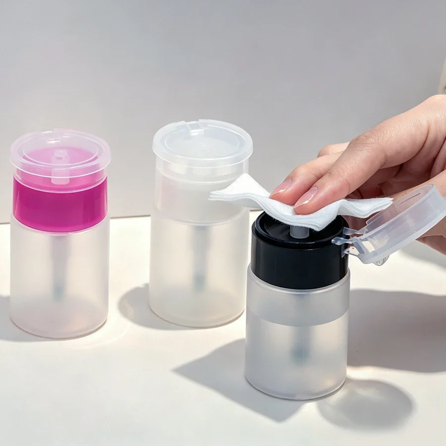 75ml Press Pump Dispenser Bottle, Empty Refillable Liquid Container for Nail Polish Remover, Acetone, Makeup Remover