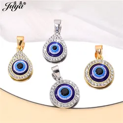 5pcs/lot Bule Turkish Evil Eye Charms With Crystal Pendants For Jewelry Making Accessories DIY Designer Boho Necklaces Supplies