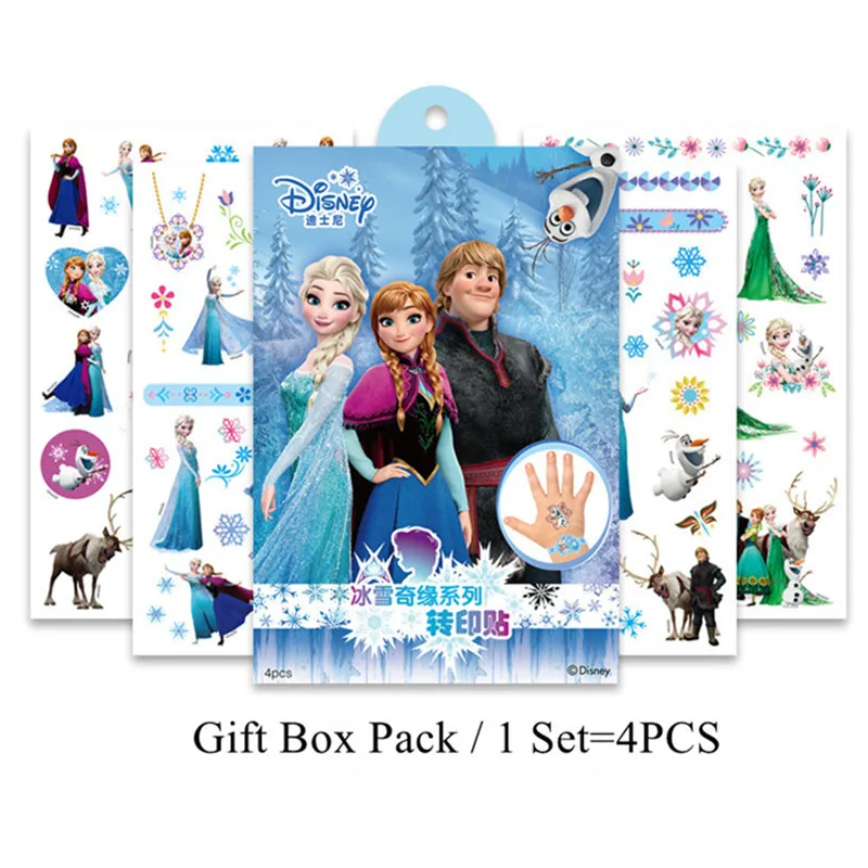 Disney Child Temporary Tattoo Stickers Toy Princess Frozen Elsa Mickey Mouse Stitch Body Art Waterproof Tattoo Stickers Gift Box