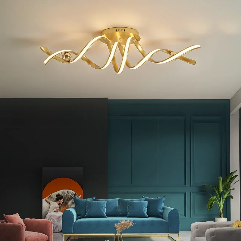 Gold/Black Color Modern LED Ceiling Light Twist Strip Hanging Lamp for Living Room Bedroom Studyroom Lighting Fixtures AC85-265v