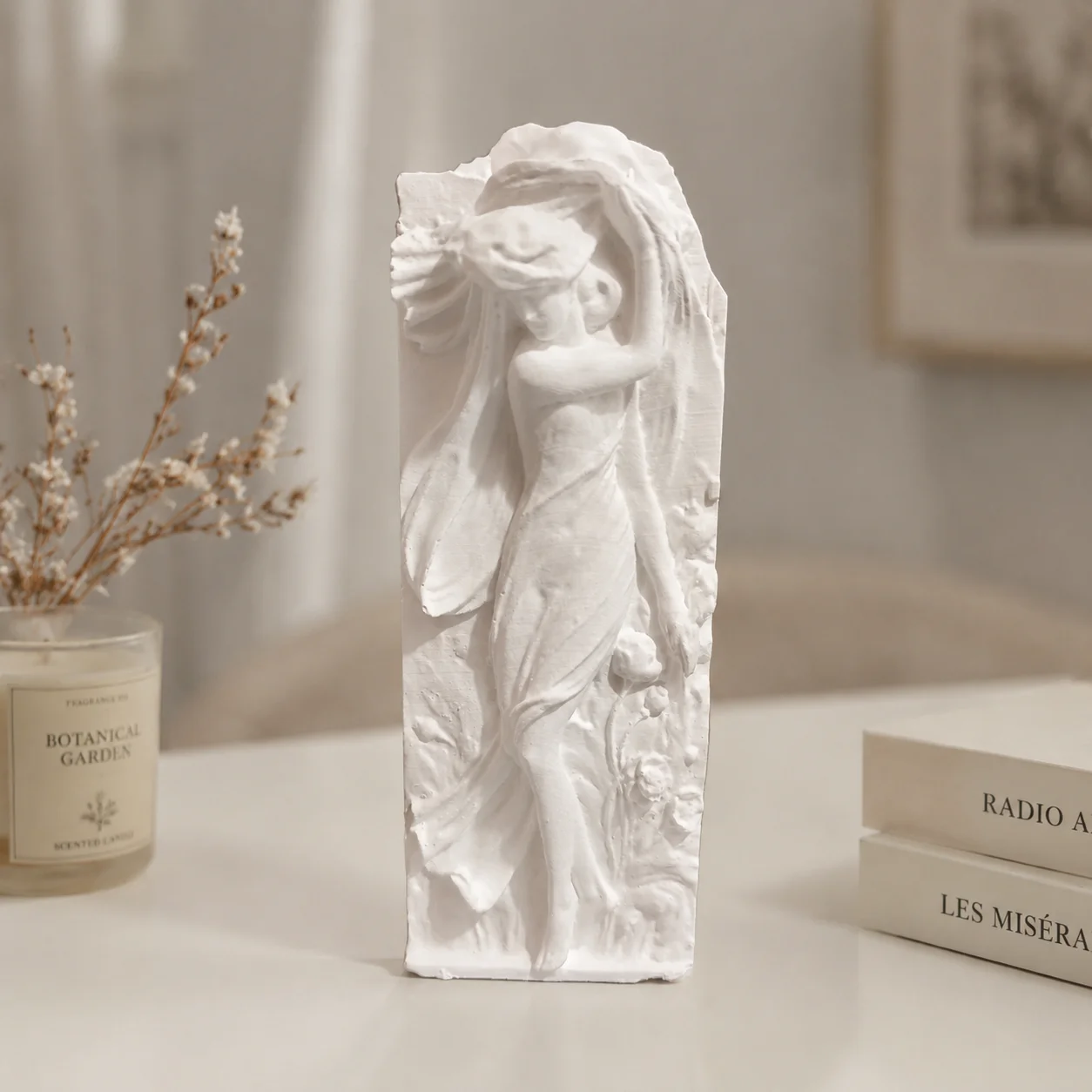 Classical Lady Plaster Relief Sculpture Vintage Figure Art Plaque Desktop Wall Decor Home Decoration Craft Gift