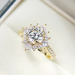 Art Deco Moissanite 925 Sterling Silver Halo Ring For Women Round Shaped 1CT 2CT 3CT Half Eternity Wedding Band Jewelry Gifts