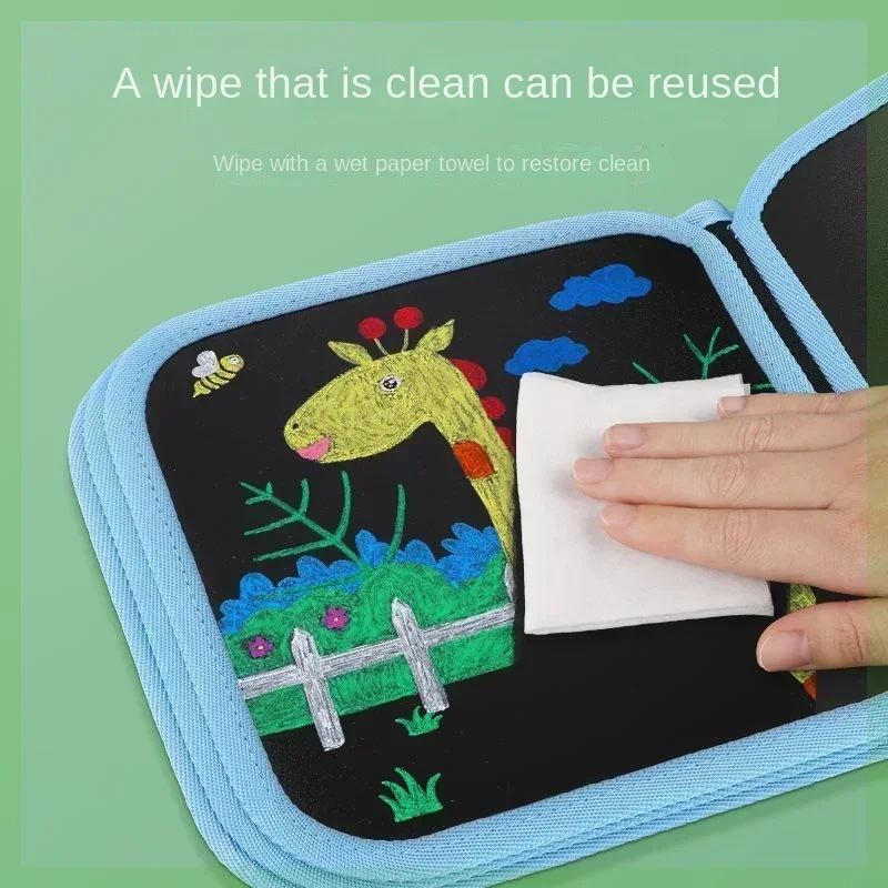 Libros para colorear de 6 páginas, tablero de escritura borrable, libro de dibujo portátil para niños, pizarra mágica, tablero de dibujo multifuncional