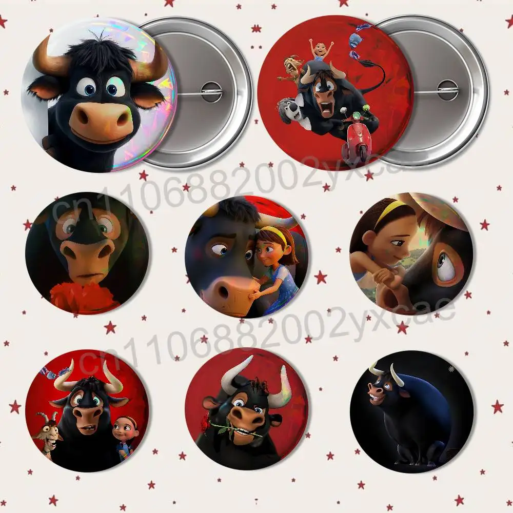 Large in size Ferdinand 58mm 44mm Round Pins Creativity Printed Pictures Text Metal Lapel Badges Brooches Jewelry Gift Wholesale