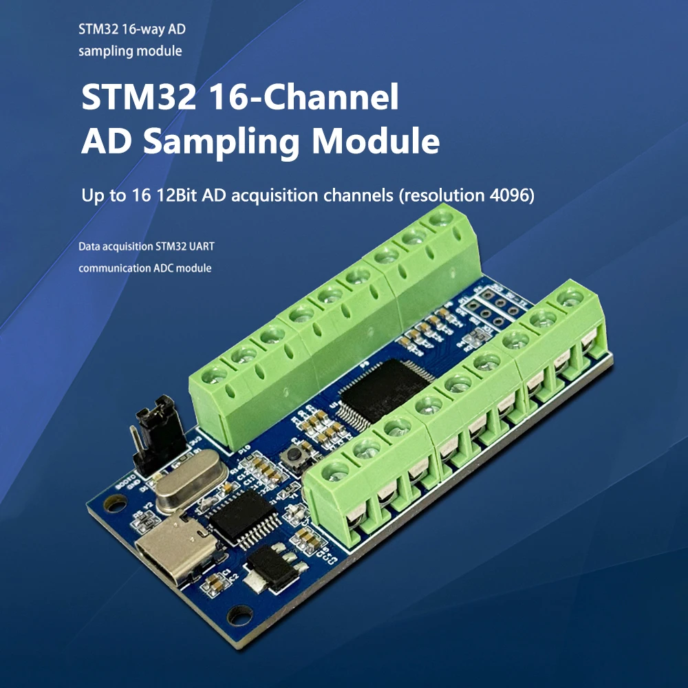 

STM32F103C8T6 USB Interface 10 Channel 12Bit AD Sampling Data Acquisition STM32 UART Communication ADC Module with pin