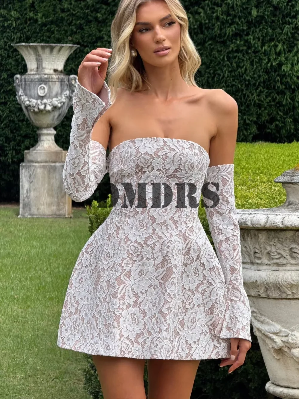 

Formal Lace Evening Dress Romantic Off Shoulder Party Gown Classic Long Sleeve Floor Length A-line Party Dress فساتين سه
