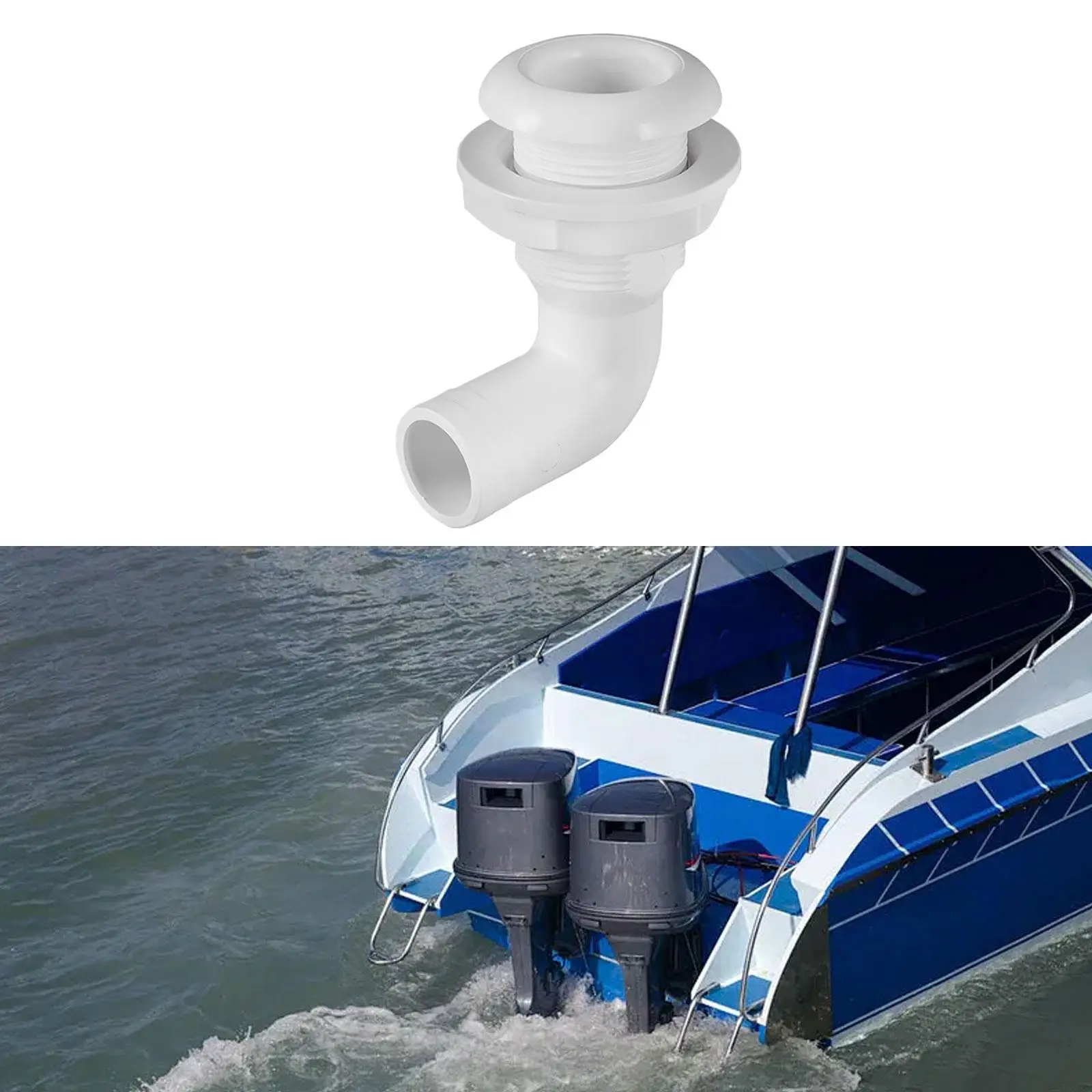 

Durable ABS Boat Drainage Outlet Angled Thru Hull Fitting Plug Replacement for Yacht RV Water Bilge System
