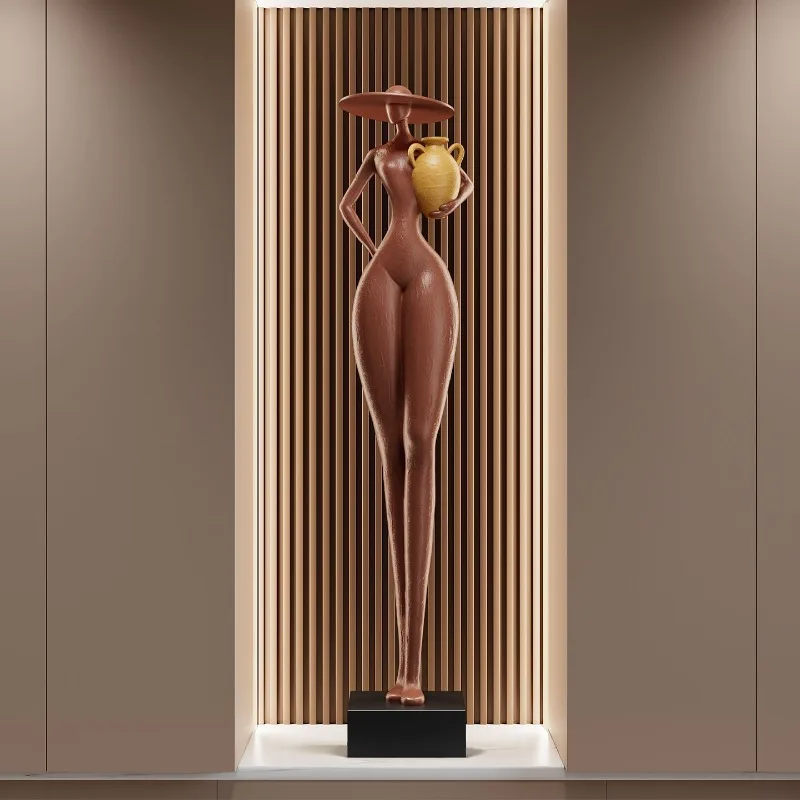 Light luxury entrance ornament, living room niche, slender ornament, high-end artistic sense, minimalist figure sculpture