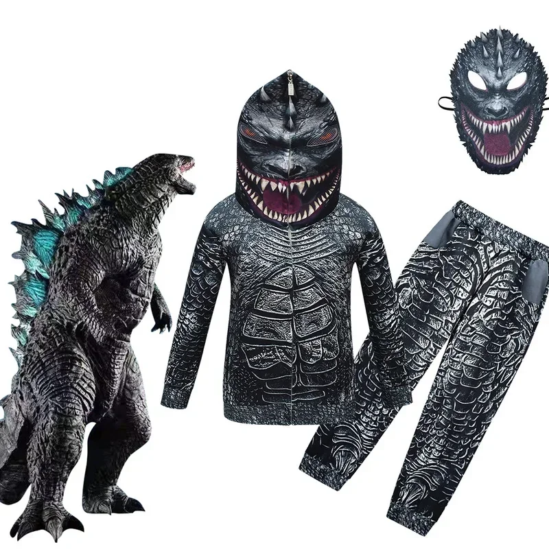 Kids Cosplay Costume Boys Fury Dinosaur Scary Costumes Mask blue black Monster Dinosaur Halloween Party Costume for Boy Girls M1