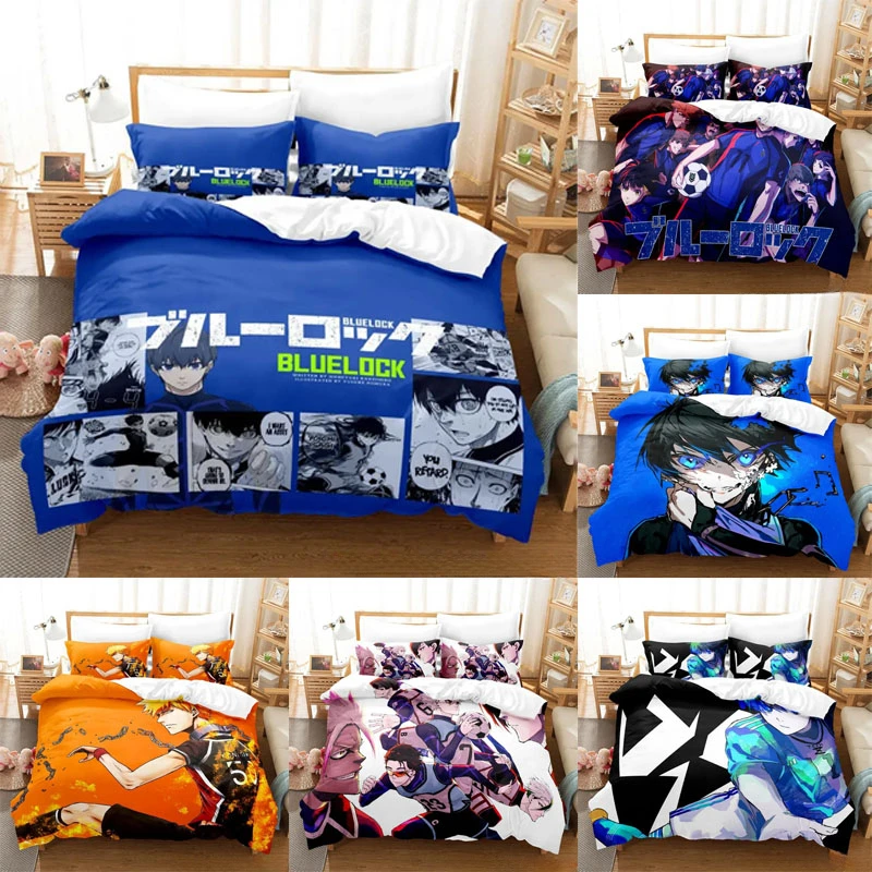 

Anime Blue Lock Bedding Set Quilt Cover Pillowcase Cartoon Decor Bed Spead Bedroom Duvet Cover Bedding Suit Kids Birthday Gift