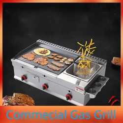 Commercial gas furnace, Combination machine for grilling and frying, Setting up a stall Snack sales for pancake Braised Squid