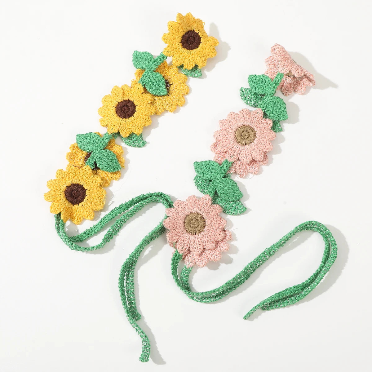 

2PCs/set Spliced Sunflower Hairband Cotton Floral Hair Bands Hoop Braided Headband For Adult Girls Festival Headwear