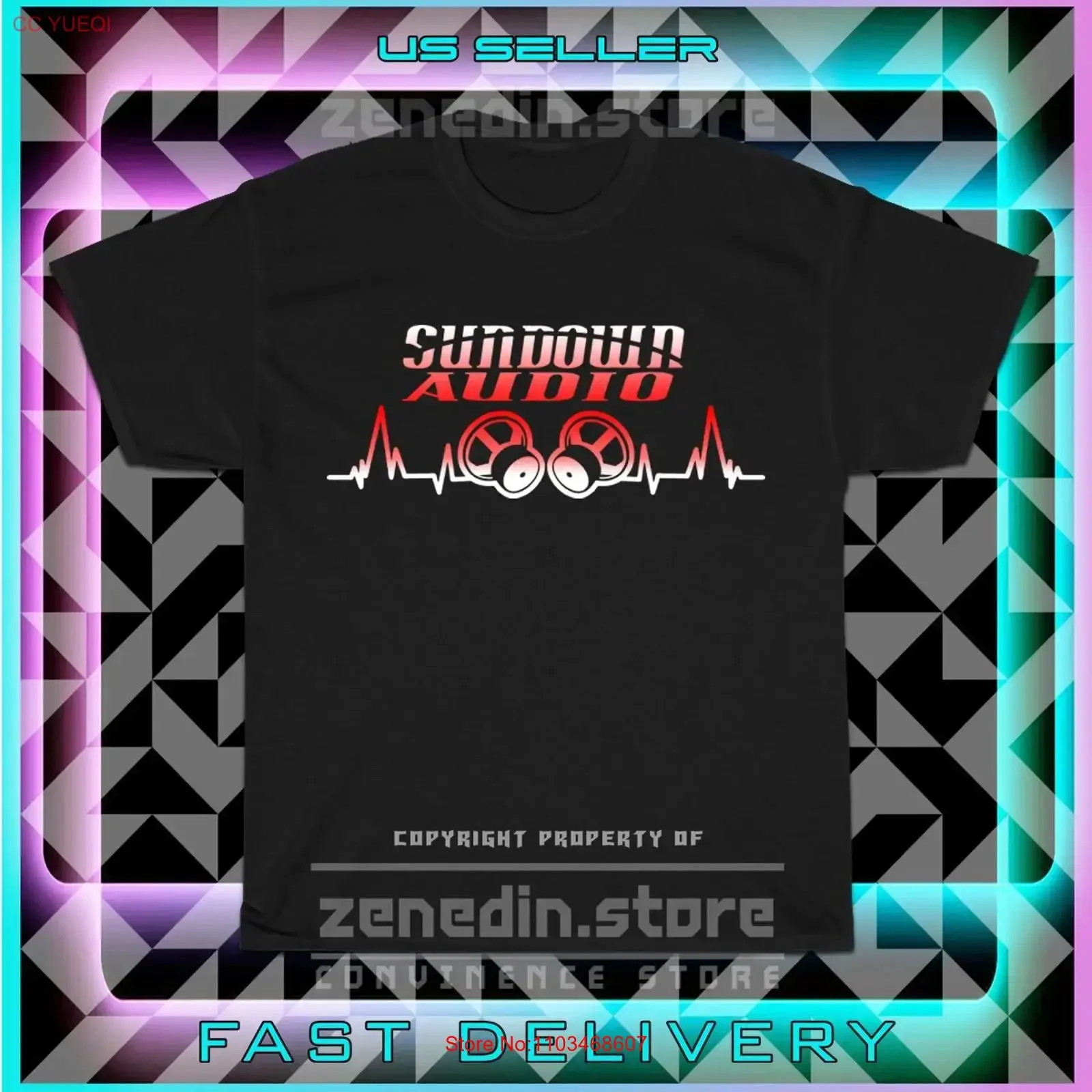 Camiseta masculina Sundown Audio Car Logo, estilo americano vintage, lavada, elástica, respirável, confortável, roupas de designer, elegante.