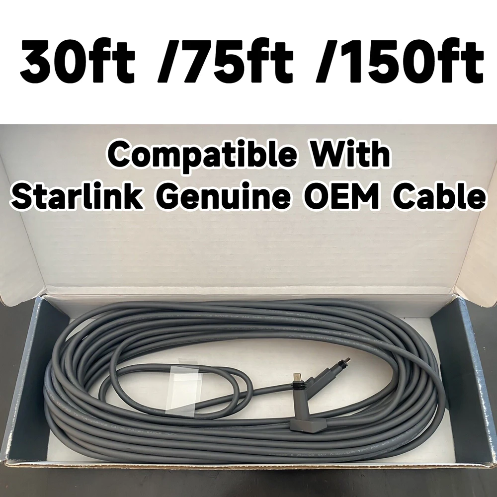 Imagem -03 - Cabo de Substituição para Internet por Satélite Starlink Roteador Genuíno Prato Retangular 150 ft 75 ft Starlink v2 Novo