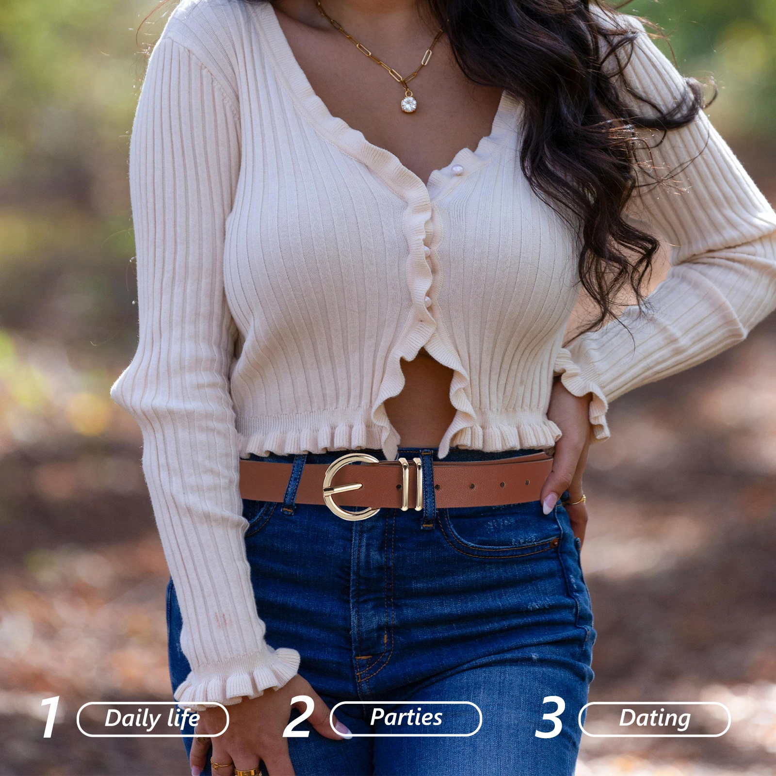 

Pu Waist Belts For Women Ladies Belts For Jeans O-Ring Buckle Fashion Belt Durable Comfortable Multiscene Use Daily