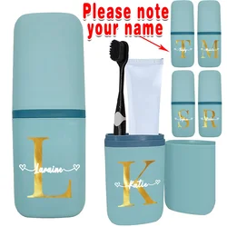 Customized Name Durable Toothbrush Box Organizer Detachable Mouthwash Cup Portable Toothpaste Shaver Comb Storage Case Customiz