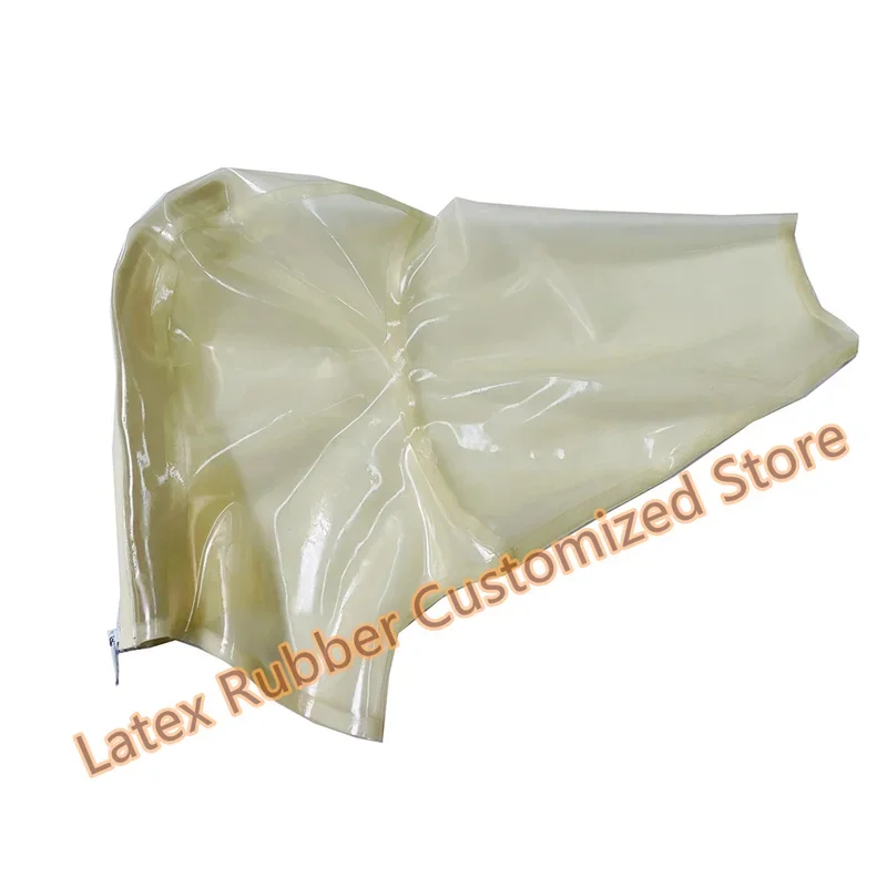 Sexy Transparent Latex Gummi Mask With Foot Bag Rubber Fetish Hood Handmade Handpiece