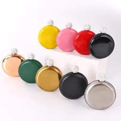 Steel Hip Flask Round Pocket Russia Flagon Painted Colorful Bar Whisky Bottle 5oz