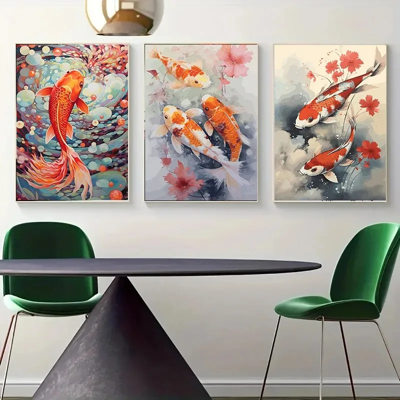 Classic Japanese Good Luck Red Koi Fish Landscape Posters Hd Prints Canvas Painting Wall Art Pictures for Living Room Home Decor