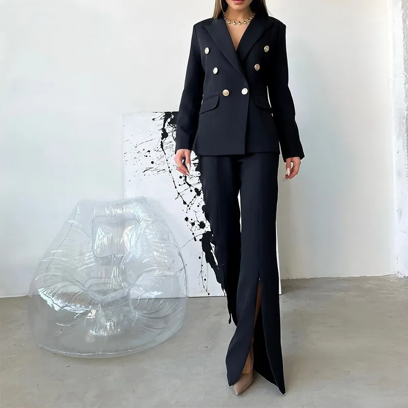 

Wepbel Y2K Spring Autumn Pant Suits Coats Women Long Sleeve Suit Business Suit Trousers Two-Piece Set Double-breasted Suits