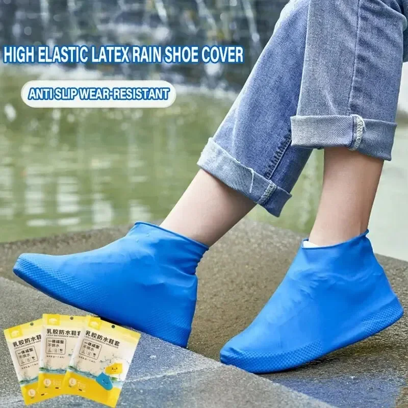 1 Pair Rubber Rain Boot Overshoes For Outdoor Use Silicone Waterproof Shoe Covers Rainy Day Shoe Cover Reusable Non Slip Rain