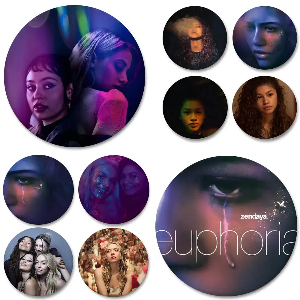 Badge rond Euphoria, broche créative, accessoires pour vêtements et sacs à dos, épingle de revers