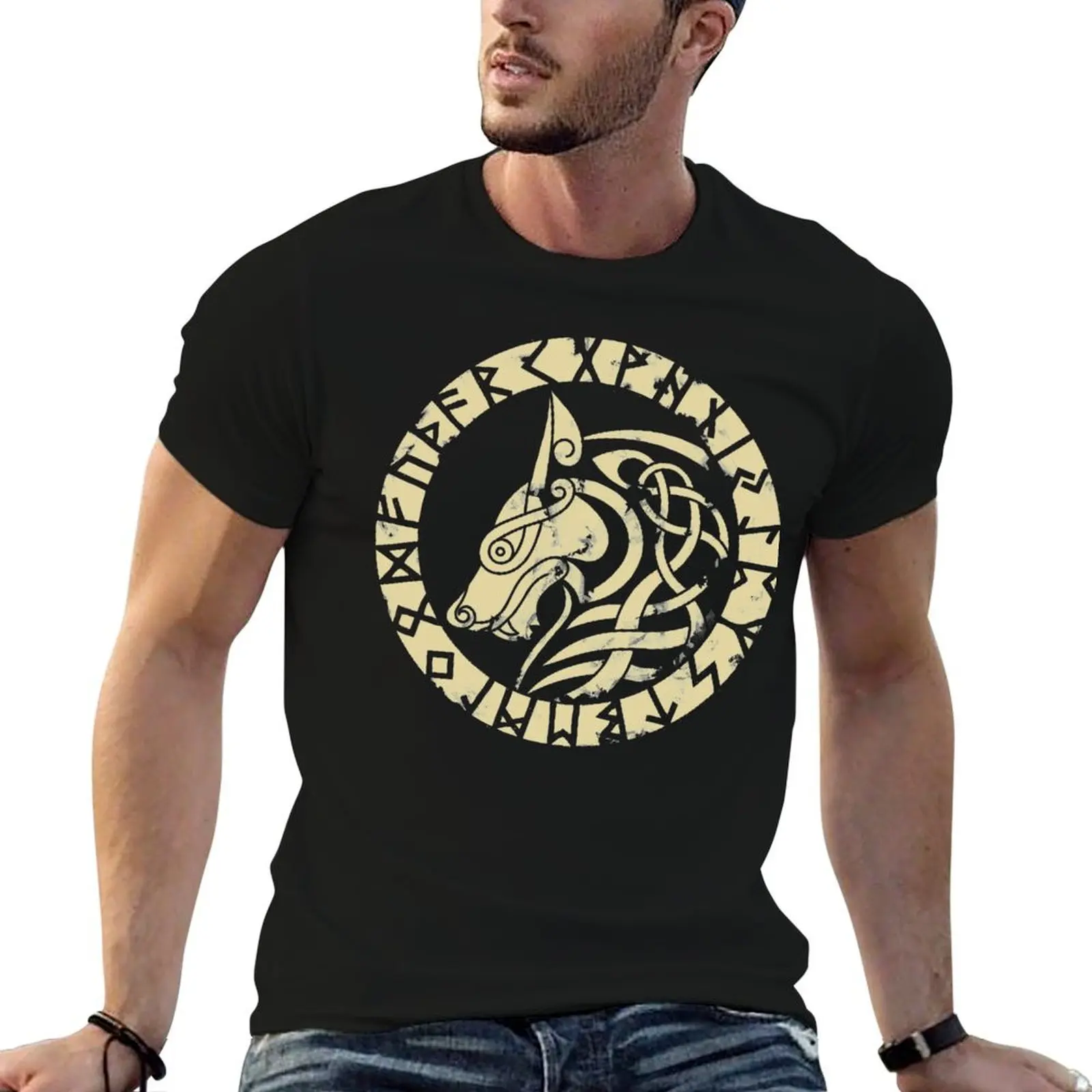 

T-Shirt for shirts wolf man cotton t shirt cotton Viking man t