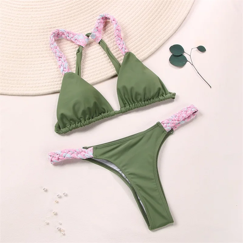 Miyouj Solid Color Swimwear New Women's Swimming Suit Sexy Bikinis Summer Two Piece Suit High Cut Biqini Sets 2024 Bathwear