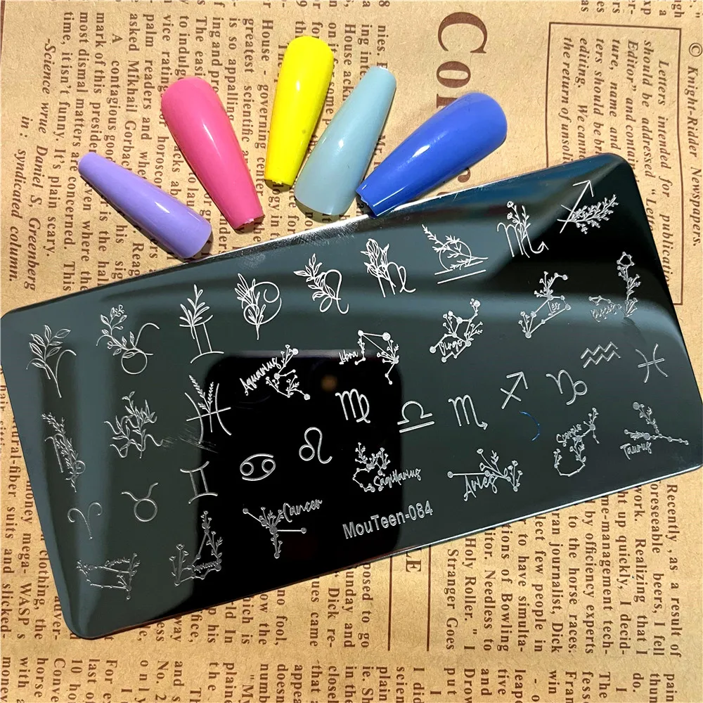 Constellation Elements Nail Stamping Plate Zodiac Nail Art Template Art Constellation Nail Stamp Plate Mouteen-084